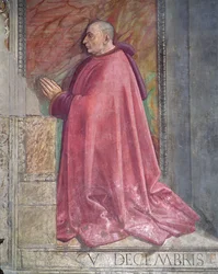 Porträt von Francesco Sassetti, aus dem Zyklus des Heiligen Franziskus, Sassetti-Kapelle (Detail)
